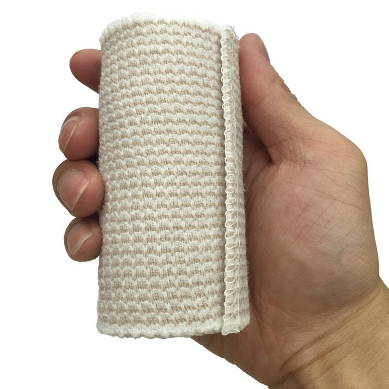 [Australia - AusPower] - ZJCCTO Elastic Bandage 4 Pack. 4 Inches Wide x (13 to 15 ft. when stretched) with Hook and Loop on Both Ends, Latex Free Bandage. Perfect Compression Wrap for Varicose Veins,Sprained Ankle 4 Count (Pack of 1) 