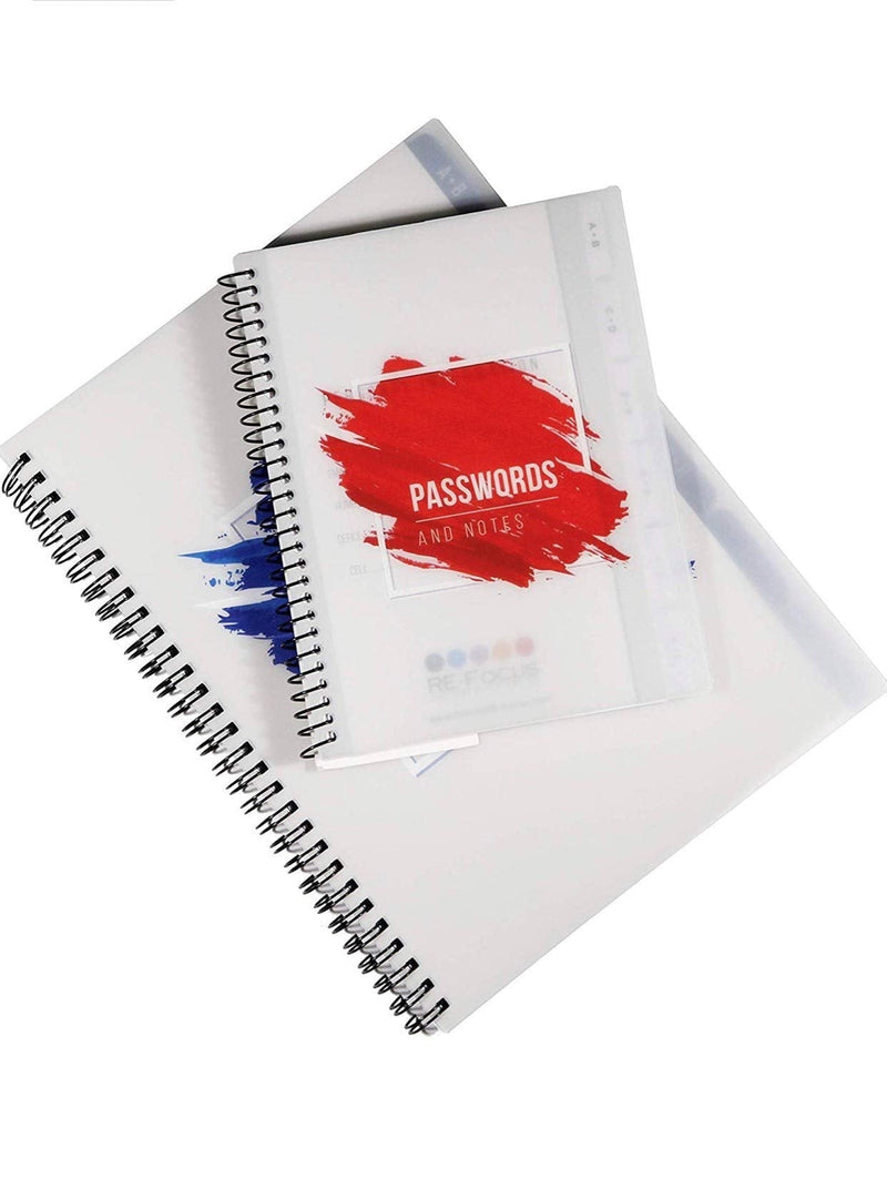 [Australia - AusPower] - RE-FOCUS THE CREATIVE OFFICE, Password Book Keeper, Small, Mini, Red, Alphabetical Tabs, Spiral Bound, Removable Sheets, Journal Organizer, Includes Website Address, Username, Password 