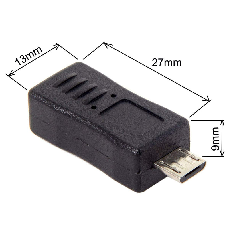 [Australia - AusPower] - CY 2pcs Mini USB Male to Micro USB 5pin Female & Mini Female to Micro Male Extension Adapter Black 