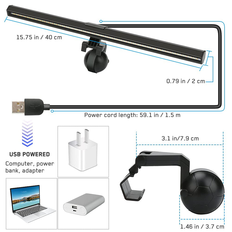 [Australia - AusPower] - Brynnl Computer Monitor Light Bar, Touch Sensor E-Reading Screen Light Bar - USB Powered Computer Monitor Lamp with Adjustable Brightness and Color Temperature for Office, Bedroom, Study 