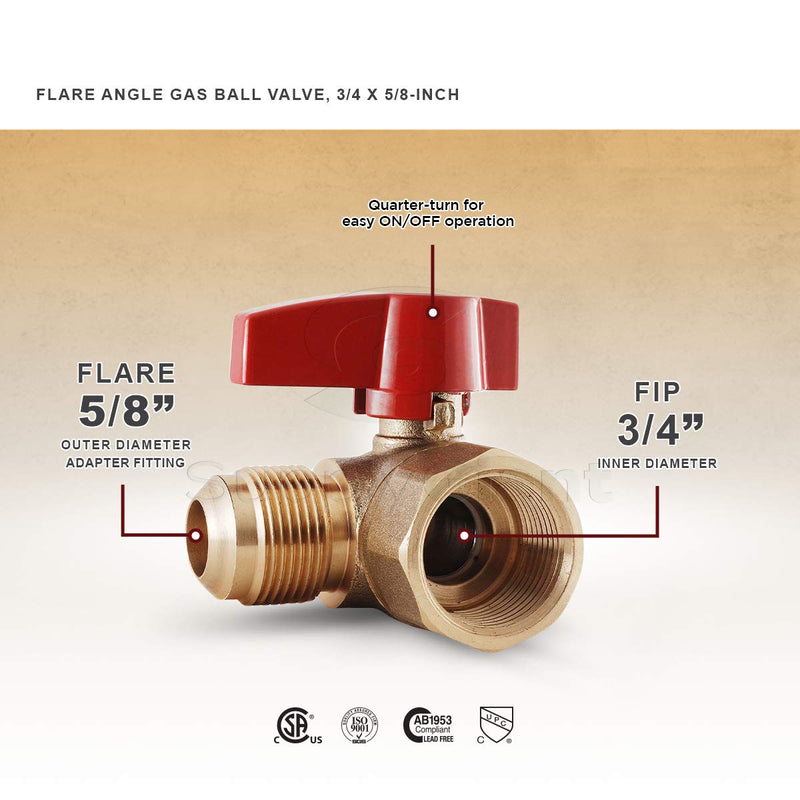 [Australia - AusPower] - Midline Valve GASLxFA5834 Angle Gas Ball Valve with 5/8 in. x 3/4 in. Flare x FIP Connections, Brass 5/8 in. x 3/4 in. Single Pack 