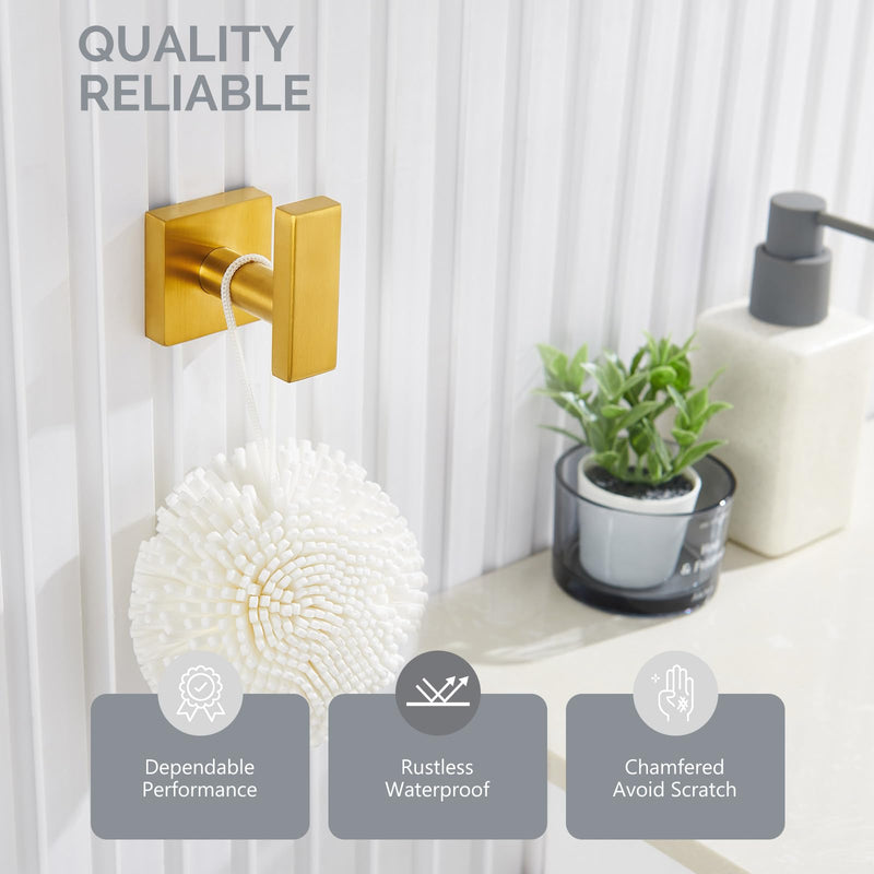[Australia - AusPower] - Square Single Towel Hook 3 PCS (Brushed Gold) 