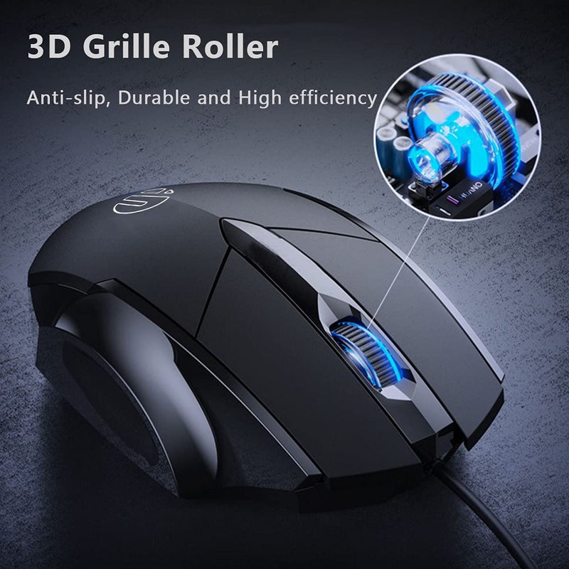 [Australia - AusPower] - USB Computer Mouse Wired, Silent Click Corded Mouse 3-Button Wired Optical Mouse, Office and Home Mice, Ergonomic Shape for Windows Computers, Macs, Desktops and Laptops 