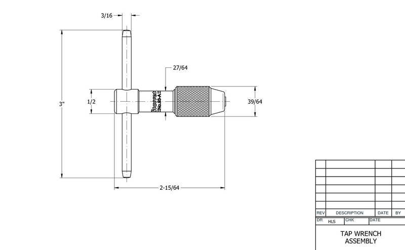 [Australia - AusPower] - Starrett T-Handle Tap Wrench, 93A - 1/16" to 3/16" for Holding Taps, Drills, Reamers, Small Tools with Long 2” Center Body, Rigid Hold, Sliding Removable Handle, 1/16" to 5/32" Square Shank Diameter 1/16 - 3/16in (1.6 - 4.7mm) 