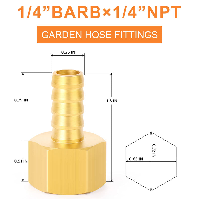 [Australia - AusPower] - GASHER 10 PCS Air Hose Fittings 1/4" Barb x 1/4" FNPT with 10 Pcs Hose Clamp 