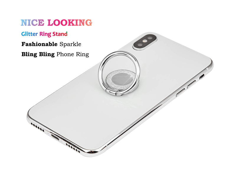 [Australia - AusPower] - lenoup Glitter Bling Bling Phone Ring Holder,Sparkle Phone Ring Kickstand, Cell Phone Finger Ring Grip for Almost All Phones/Pad(Silver) Silver 