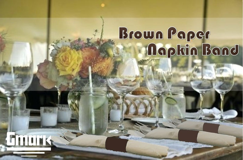 [Australia - AusPower] - Gmark Paper Napkin Band Box of 500 (Brown), Paper napkin rings self adhesive GM1052A Brown 