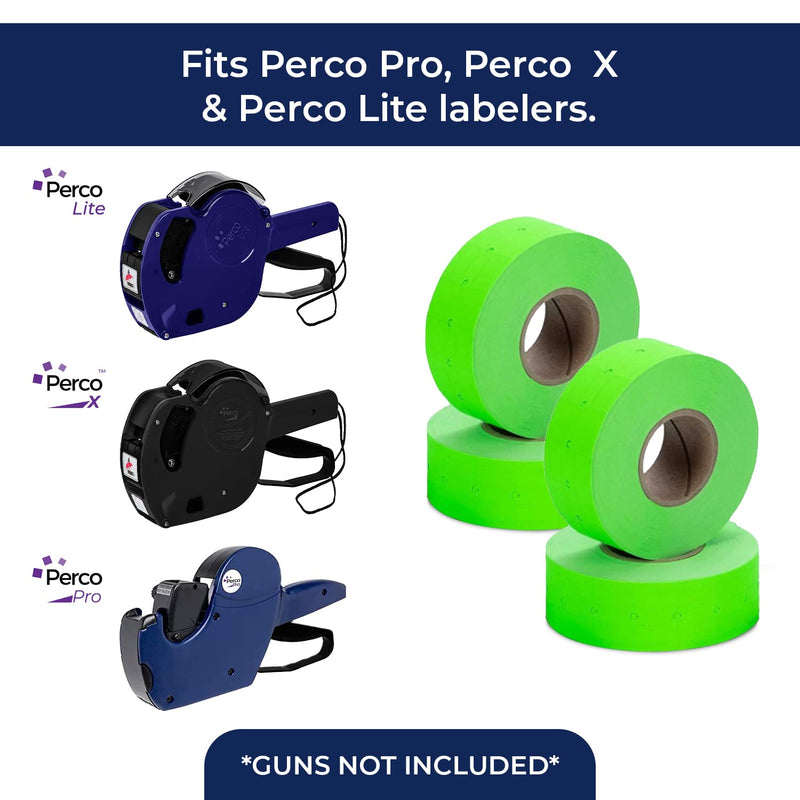 [Australia - AusPower] - Perco 1 Line Fluorescent Green Labels - 1 Sleeve, 8,000 Blank Pricing Labels for Perco 1 Line Price and Date Guns Perco 1 Line "Green" 