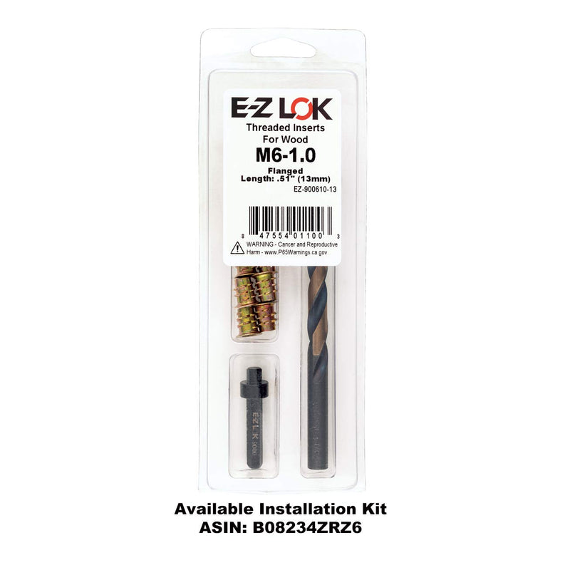 [Australia - AusPower] - E-Z Lok Threaded Insert, Zinc, Hex-Flanged, M6-1.0 Internal Threads, 13mm Length (Pack of 50) 