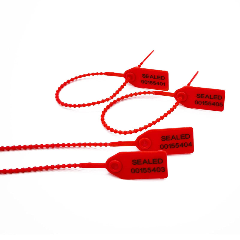[Australia - AusPower] - FALEYA.WZW 100 Plastic Tamper Seals, Safety Seals for Fire Extinguishers Pull-Tite Security Tags Disposable Numbered Self-Locking Tie Truck Door Seals 250mm (Red) Red 100pc 
