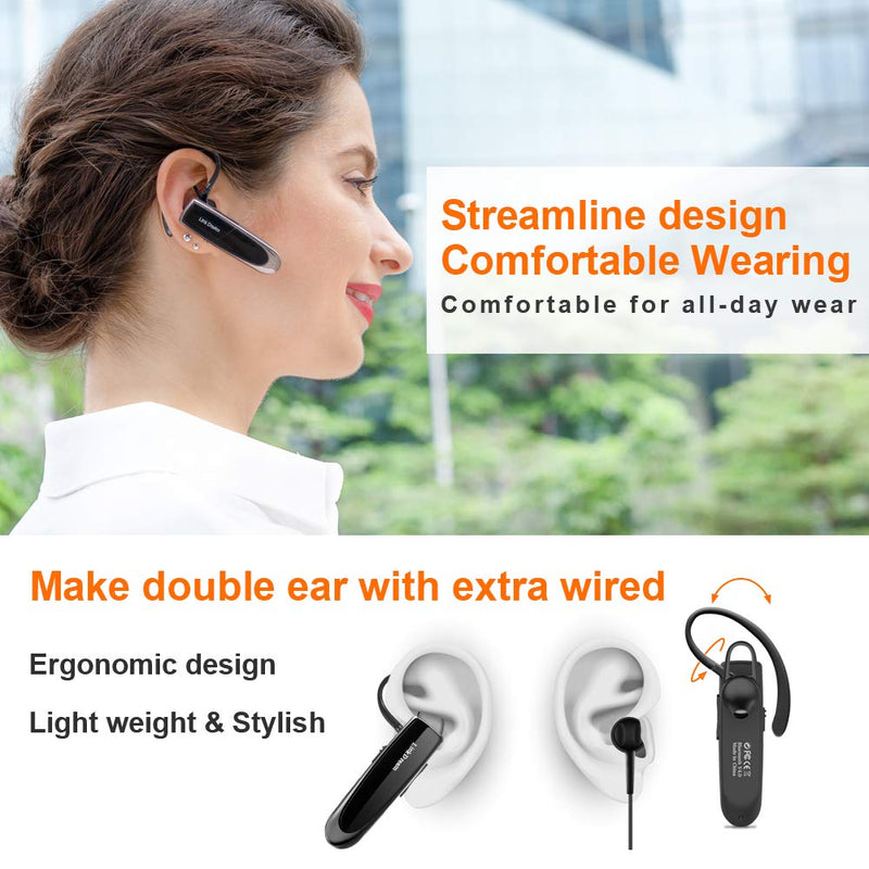 [Australia - AusPower] - Link Dream Bluetooth Earpiece for Cell Phone Hands Free Wireless Headset Noise Cancelling Mic 24Hrs Talking 1440Hrs Standby Compatible with iPhone Samsung Android for Driver Trucker (2 Pack) 