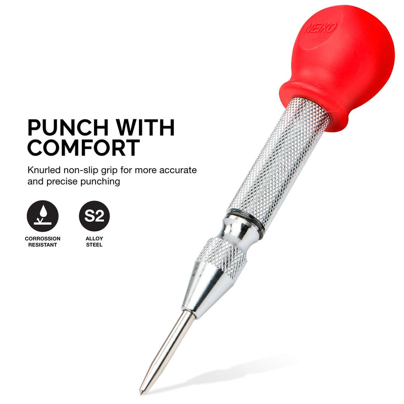 [Australia - AusPower] - NEIKO 02638A 5-Inch Automatic Center Hole Punch, Adjustable Impact Spring-Loaded Puncher Tool 5" Punch 
