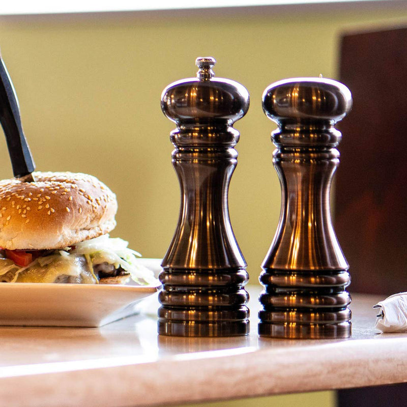 [Australia - AusPower] - Chef Specialties 7 Inch Burnished Copper Pepper Mill and Salt Shaker Set 