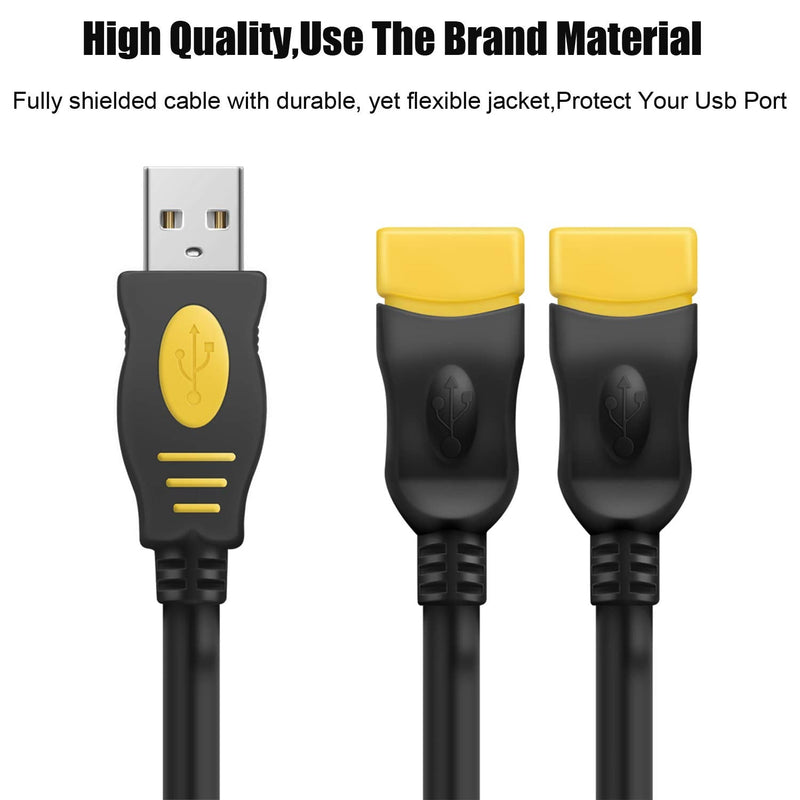 [Australia - AusPower] - USB Splitter Cable Male to 2 Female Adapter - wishacc 1 in 2 Out USB Hub Y Splitter Cable 