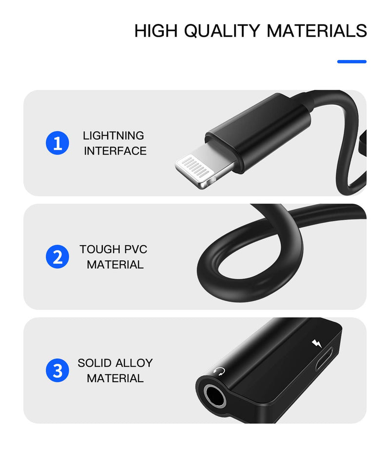 [Australia - AusPower] - Headphone Adapter Lightning to 3.5mm AUX Audio Jack and Charger Extender Dongle Earphone Headset Splitter Compatible with iPhone 11 12 Mini pro max xs xr x se2 8 7Plus for Ipad Air Cable Converter 