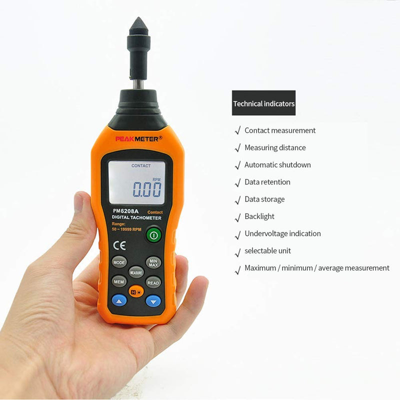 [Australia - AusPower] - RICH Digital Tachometer Tester,Speed Gauge Tester Handheld Mini 50RPM-19999RPM Meter Motor Speed Gauge,100 Groups,193 x 60 x 29 mm 193 x 60 x 29 mm 