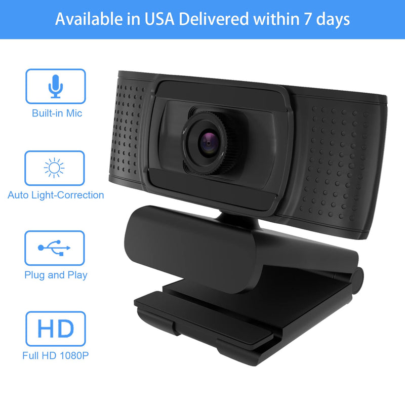 [Australia - AusPower] - Anivia 1080p HD Fixed Focus Webcam, USB Camera with Microphone Free Cover Slide, Mini Plug and Play Video Calling Computer Camera, Built-in Mic, Flexible Rotatable Clip(The Tripod not Included) 