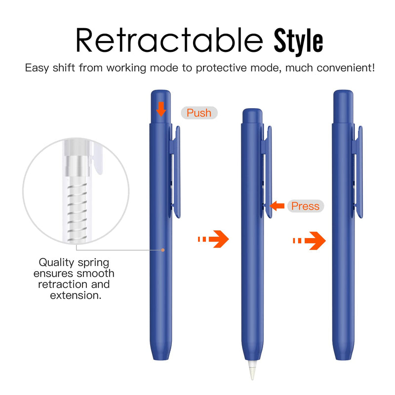 [Australia - AusPower] - MoKo Holder Case Fit Apple Pencil 1st Gen, Retractable Tip Cap Fit New iPad 10th Gen 2022, iPad 9th Gen 2021, iPad 8th Gen 2020 iPad 6th 9.7 2018, iPad Mini 5th Gen Pencil Sleeve, Navy Blue 
