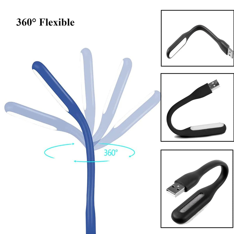 [Australia - AusPower] - Soseelnee Mini Flexible Light, Portable USB Led Reading Night Lamp for PC Laptop Computer Notebook Power Bank - 2 Pack (Black) Black 