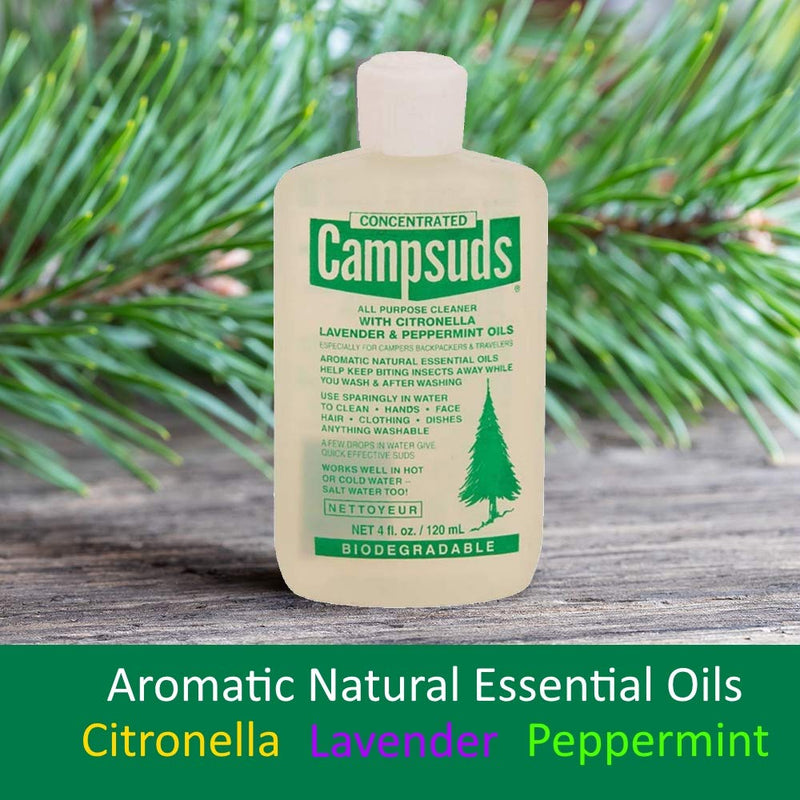 [Australia - AusPower] - Sierra Dawn 4 Ounce Campsuds with Citronella, Lavender, Peppermint Oil Deters Insects, Insect Deterrent, Outdoor Soap Biodegradable Environmentally Safe All Purpose Cleaner, Camping Hiking 1 Bottle 