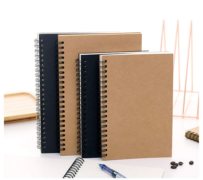 [Australia - AusPower] - ALIMITOPIA Spiral Notebook Joural,Wirebound Sketch Book NotePad Diary Memo Planner,A6 Size & 60 sheets(4pcs,Gridding Pages) Kraft Cover Gridding Pages 