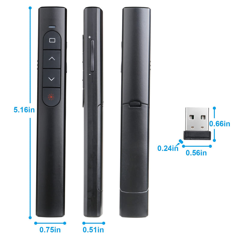[Australia - AusPower] - Wireless Presenter Remote,Presentation Clicker with Hyperlink &Volume Remote Control PowerPoint Ofifice Presentation Clicker for Keynote/PPT/Mac/PC(Battery Included) USB-Black 