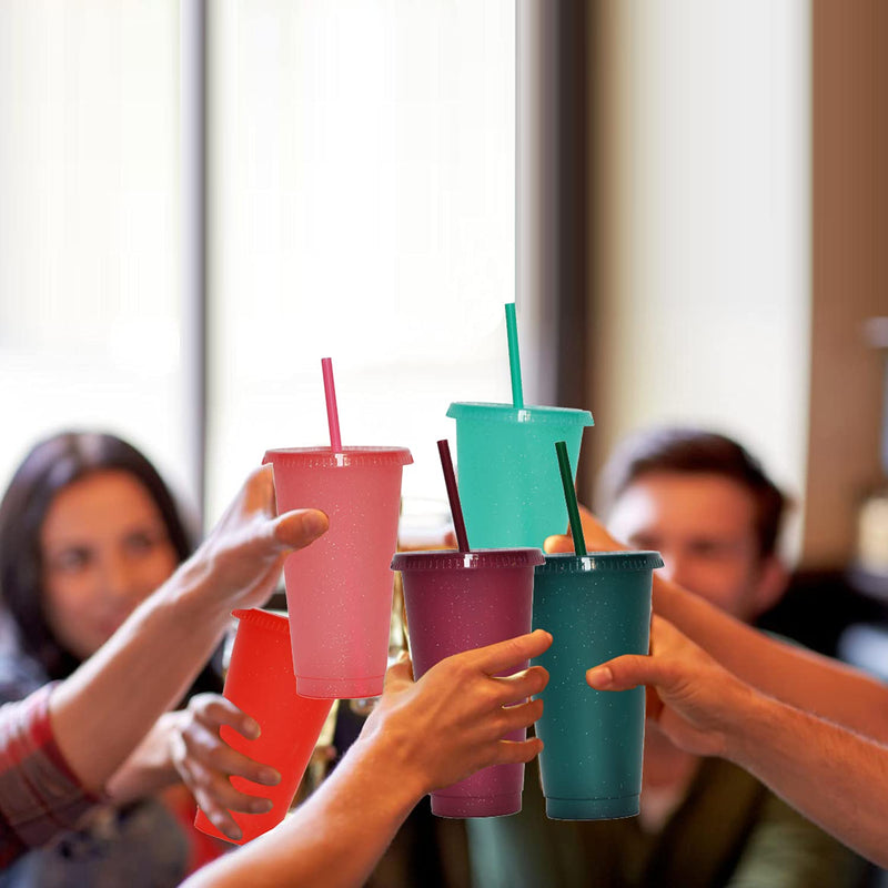 [Australia - AusPower] - Tumbler with Straw and Lid,Water Bottle Iced Coffee Travel Mug Cup,Reusable Plastic Cups,Perfect for Parties,Birthdays,24oz-5 Pack 24.0 ounces 