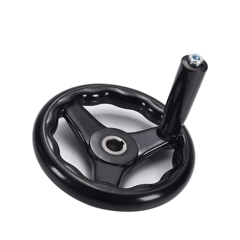 [Australia - AusPower] - 3 Spoke Hand Wheel with Revolving Handle Black Round Three Handwheel 16x160mm for Lathe Milling Machine 1pcs 16*160mm 
