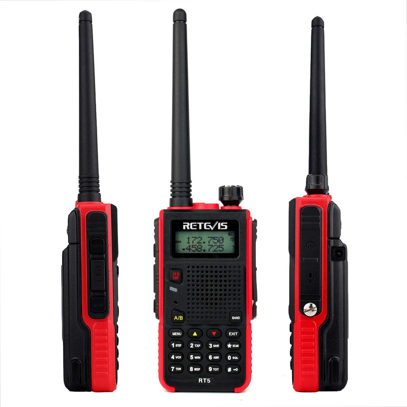 [Australia - AusPower] - Retevis RT5 2 Way Radios Long Range Dual Band 128CH VOX Radio Handheld Walkie Talkies Adults Rechargeable with Earpiece (1 Pack) Red 