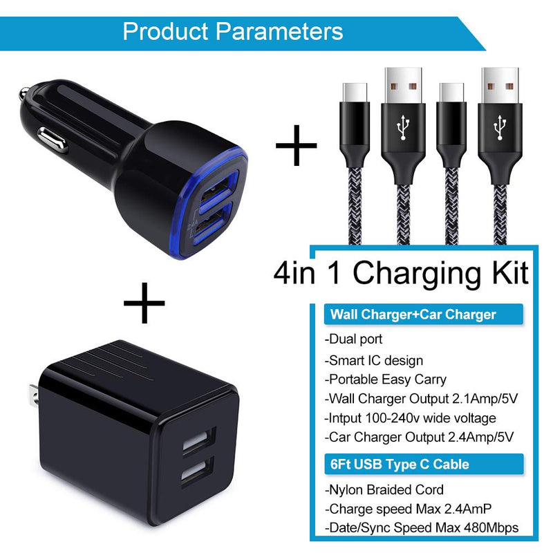 [Australia - AusPower] - USB Charger for Samsung Galaxy A10E A50 A70 A80 Note 22/20 Ultra S22 S21 S20 FE S10 A12 A32 A03S A51 A52 A11 A13,Moto G Power/Stylus/One 5G Ace,Car Adapter,Wall Charger Plug Type C Fast Charging Cable Black(Car Charger+Plug+TC Cable) 