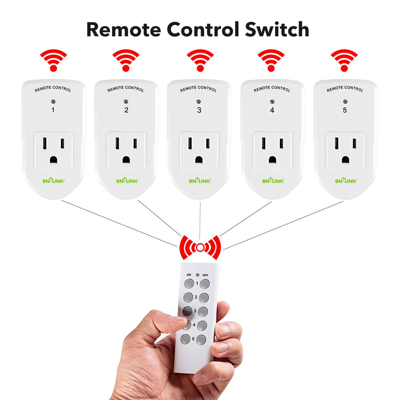[Australia - AusPower] - BN-LINK ES1513-5-2 Wireless Remote Control Outlet with Extra Long Range (5 Pack) 