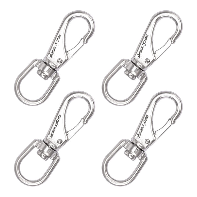[Australia - AusPower] - SHONAN Stainless Steel Swivel Eye Snap Hook- 4-Pack 3.5 Inch Flag Pole Clips, Scuba Diving Clips Spring Hooks for Dog leashes, Keychains, Boat Anchor Ropes, Bird Feeders, Pet Chains 