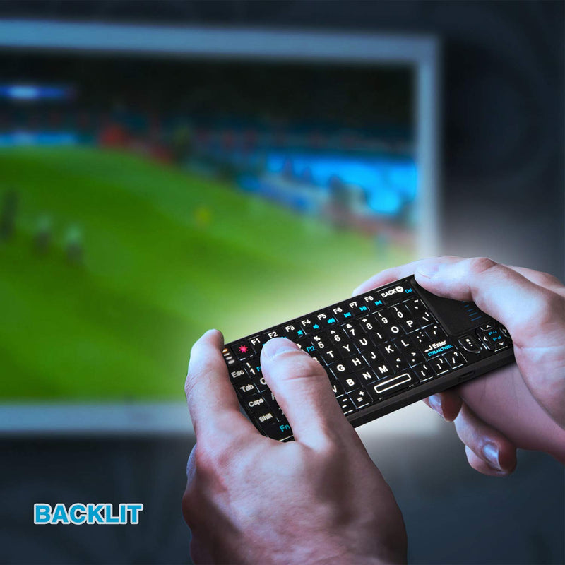 [Australia - AusPower] - Rii Mini Wireless Keyboard with Touchpad＆QWERTY Keyboard,Support Bluetooth ＆2.4G Connection,Built-in Laser Pointer, Backlit Portable Keyboard Wireless with Remote Control, X1-BT Black. 