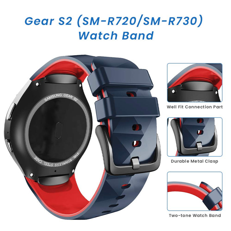 [Australia - AusPower] - ANCOOL Compatible with Gear S2 Band, Soft Silicone Sport Band Replacement for Samsung Gear S2 SM-R720/ SM-R730 Smartwatches (Small, Slate/Red) Small 