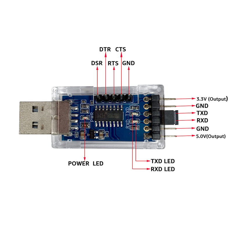 [Australia - AusPower] - DSD TECH SH-U07B USB to TTL Adatper with CH340C Chip (2PCS) 