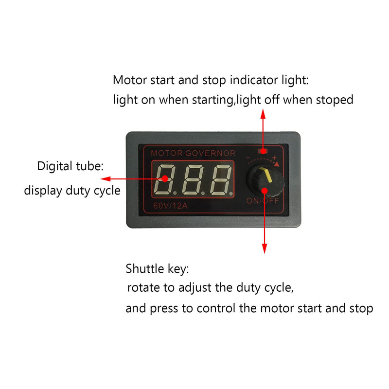 [Australia - AusPower] - DC 12V 24V 36V 48V 12A 500W PWM Motor Speed Controller, Mini Speed Control Switch, Speed Regulator with Stepless Variable Rotary Knob - for Electric Motor, Brush Motor, Car, Generator, Fan (DC 9-60V) 500W 12A 
