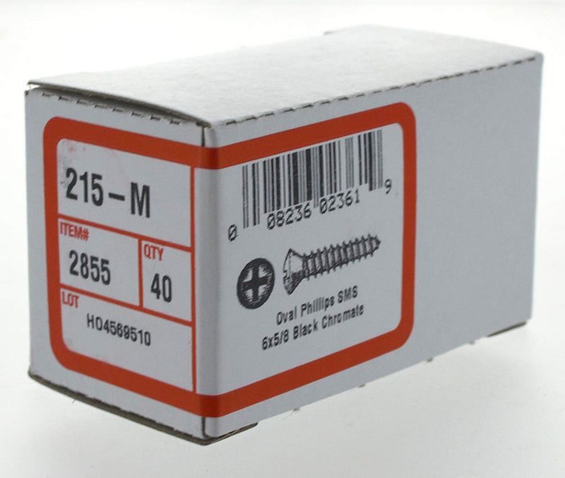[Australia - AusPower] - The Hillman Group 2855 6 x 5/8-Inch Oval Head Black Chromate Decorative Sheet Metal Screw, 40-Pack 0.625 inches 