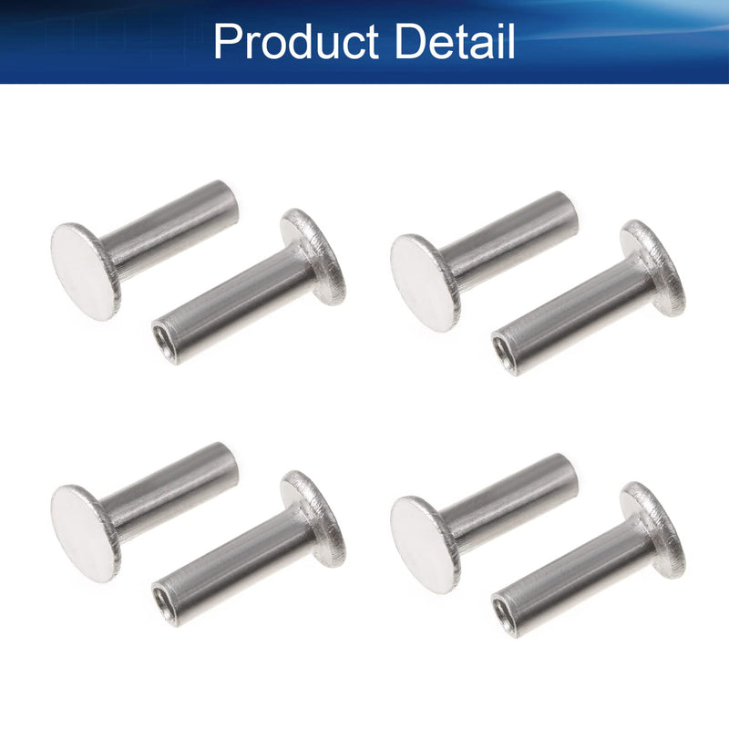 [Australia - AusPower] - Yinpecly 0.08"x 0.24"(D x H) Aluminum Flat Head Semi-Tubular Rivets for Fasten Work-Pieces, Silver Tone 200pcs 