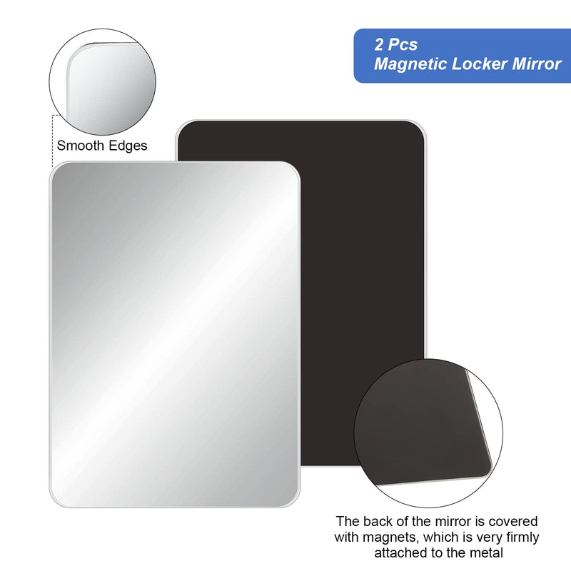 [Australia - AusPower] - 2 Pieces Magnetic Locker Mirror Small Real Glass Mirror for School Locker Rectangular Locker Accessories Magnetic Makeup Mirror for Girls Bathroom Household Refrigerator Office Cabinet, 5.8 x 4 Inch 4 x 5.8 Inches 
