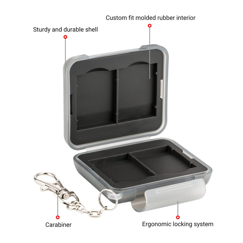 [Australia - AusPower] - PROfezzion 4 Slots Portable SD Card Holder, [Water-Resistant] [Anti-Shock] SD Card Case Storage for 4 SD /SDXC /SDHC Cards, Memory Card Hard Carrying Box Keeper Protector with Rubber Interior, Grey 4 Slots SD 