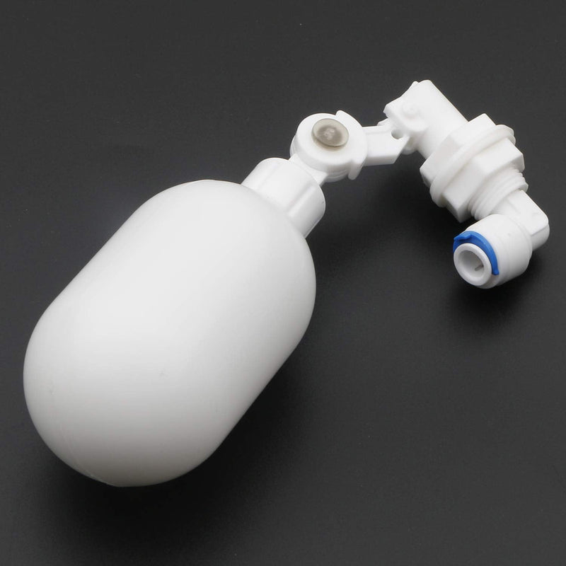 [Australia - AusPower] - Pxyelec 2pcs Water Filter Float Ball Valve with 1/4 inch Quick Connect Push in to Connect Tube Fittings, Adjustable Plastic Float Valve for Aquarium Water Purifiers Reverse Osmosis System ( White ) 