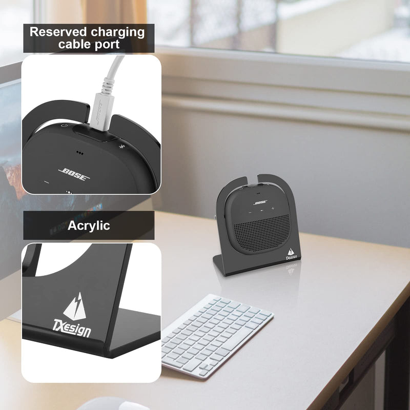 [Australia - AusPower] - TXEsign Desktop Stand for Bose SoundLink Micro Portable Bluetooth Speaker Acrylic Bluetooth Speaker Stand Holder Shop Display Stand Table Stand Holder Anti-Slip Base Stand (Black) Black 