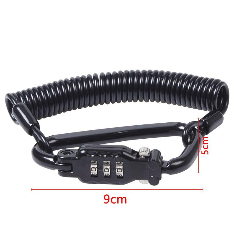 [Australia - AusPower] - Little World Motorcycle Helmet Lock & Cable, Heavy Duty Universal Combination Lock Cable Caribeaner Lock Motorcycle Security PIN Locking Chain for Bike Helmet, Jacket, Cabinets & Luggage 