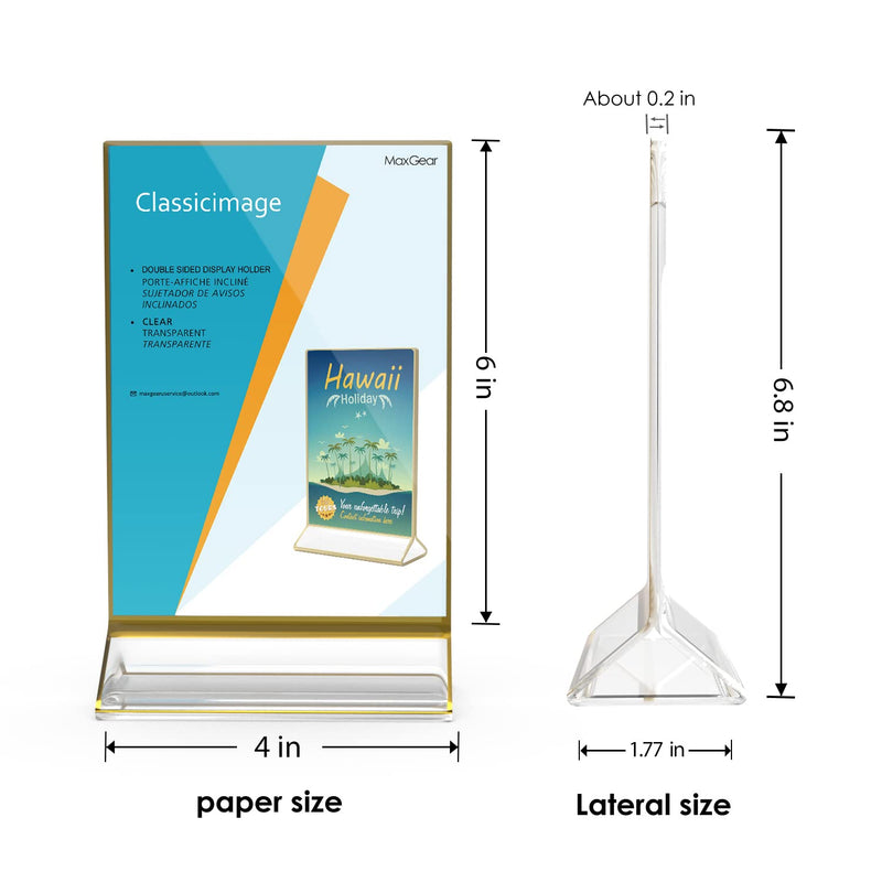 [Australia - AusPower] - MaxGear Acrylic Sign Holder-Table Card Display-4 X 6 inches Clear Sign Display Holder-Plastic Table Menu Stand -Double Sided Ad Picture Frame for Office, Home, Store, Restaurant, 