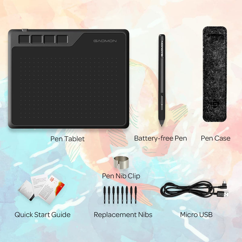 [Australia - AusPower] - GAOMON S620 6.5 x 4 Inches Graphics Tablet with 8192 Passive Pen 4 Express Keys for Digital Drawing & OSU & Online Teaching-for Mac Windows Android OS 