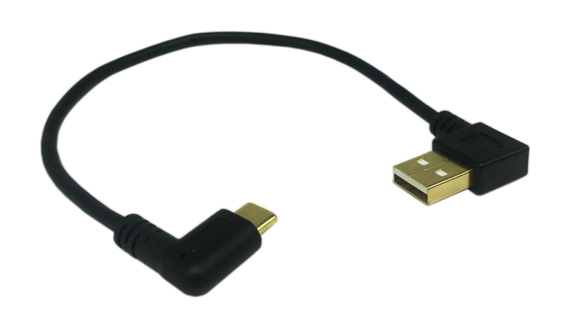 [Australia - AusPower] - CERRXIAN 9 inch Gold Plated USB Left & Right Angle 3.0 Type C Male to Left Angle USB Type A 2.0 Male Fast Charge and Data Sync Cable L 