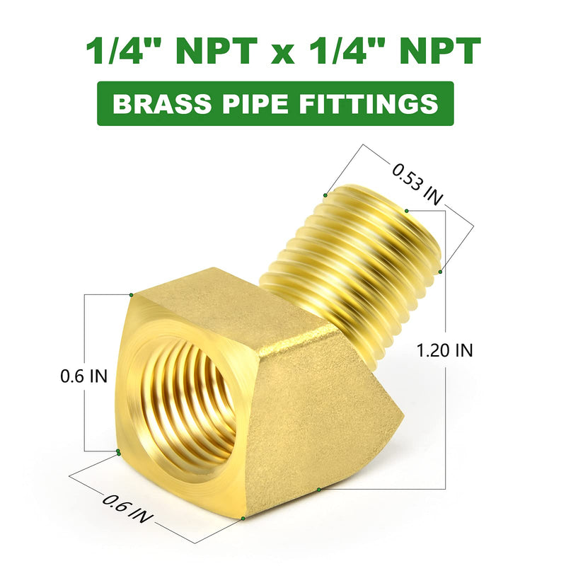 [Australia - AusPower] - TAISHER 5PCS 45 Degree Barstock Street Elbow, 1/4 Inch NPT Male Pipe to 1/4 Inch NPT Female Brass Pipe Fitting 1/4" NPT 