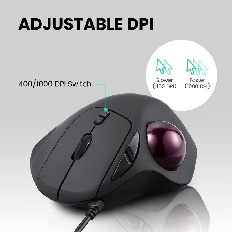 [Australia - AusPower] - Perixx Perimice-517 Wired Trackball USB Mouse, 7 Button Design, Build-in 1.34 Inch Trackball with Pointing Feature 