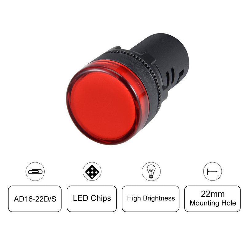 [Australia - AusPower] - uxcell Indicator Lights AC/DC 24V, Red LED, Flush Panel Mount 7/8" 22mm, 6Pcs 