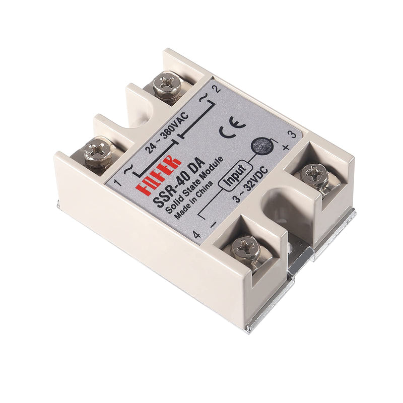 [Australia - AusPower] - Coliao Solid State Relay SSR-40 DA 40A Input 3-32V DC Output 24-380V AC with Heat Sink for Thermostat Temperature Controller, 40DA 